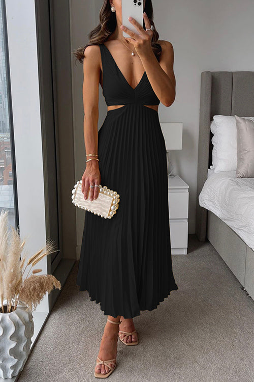 Damen Faltenkleid Mit V-Ausschnitt Und Eleganter Silhouette