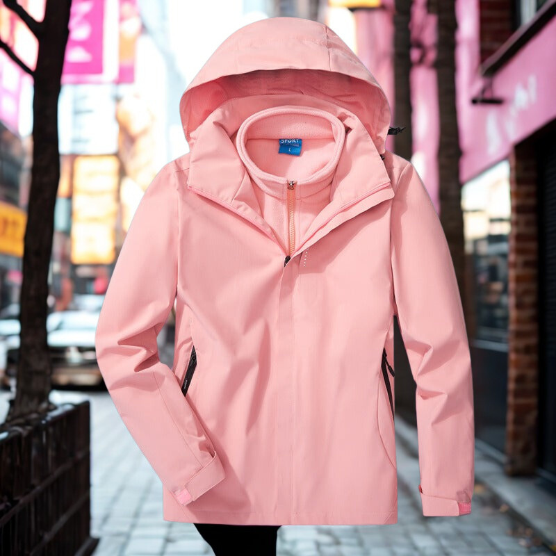 Damen Outdoor Jacke 3 In 1 Mit Fleecefutter Und Kapuze