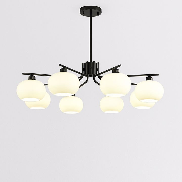 Bauhaus Kronleuchter fürs Schlafzimmer aus Glas und Metall