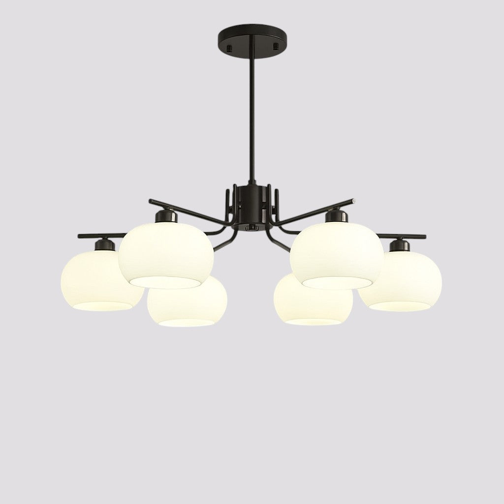 Bauhaus Kronleuchter fürs Schlafzimmer aus Glas und Metall