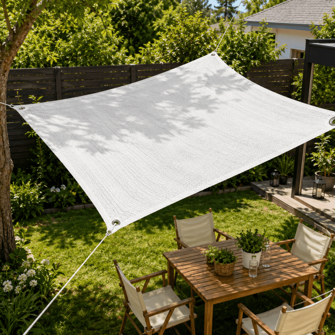 Wetterfestes Sonnenschutznetz für Terrasse im Gartenbereich