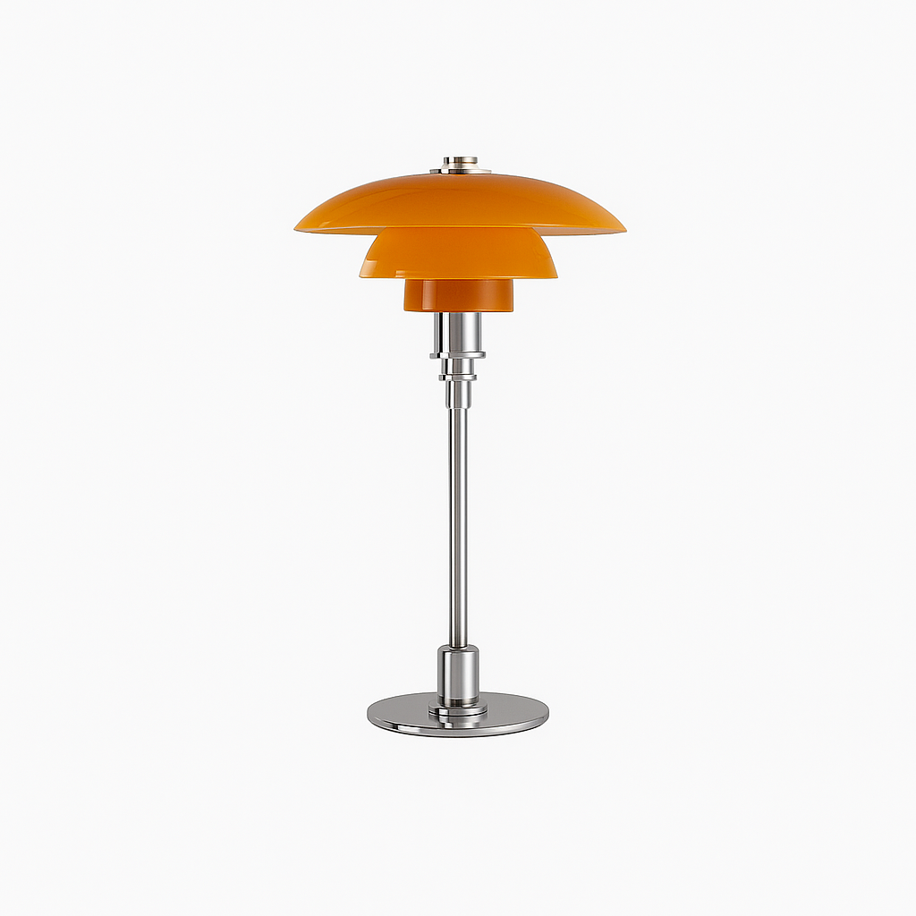 Bauhaus Ember Tischlampe mit Glas und Metallfuß