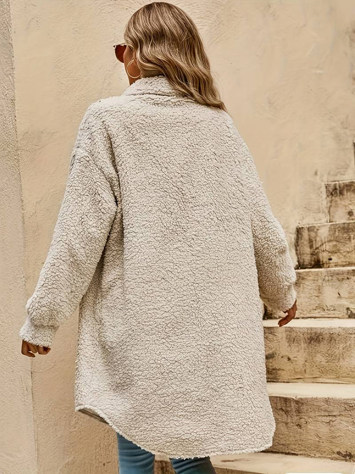 Damen Teddy Mantel Mit Langem Schnitt
