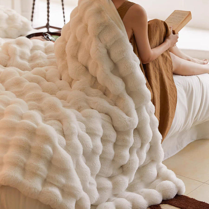 Ultraflauschige Kaninchenfell-Decke – luxuriös weich & warm