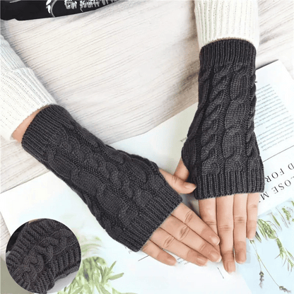 Monochrome gestrickte Halbfingerhandschuhe aus Acryl mit Touchscreen-Funktion