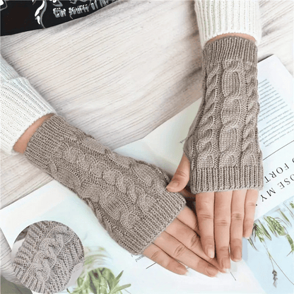 Monochrome gestrickte Halbfingerhandschuhe aus Acryl mit Touchscreen-Funktion