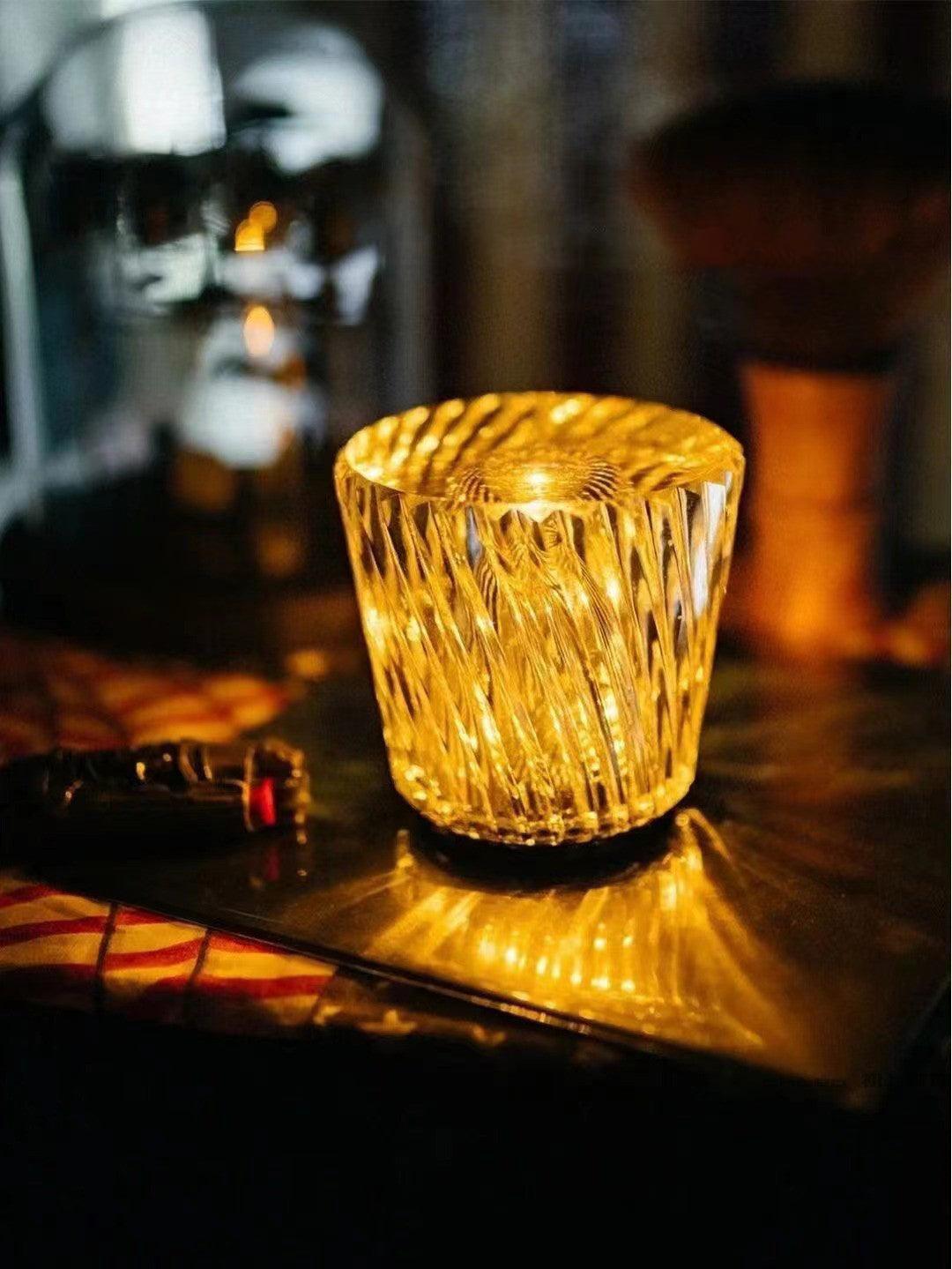 Kristall-Diamant Tischlampe mit integriertem Akku