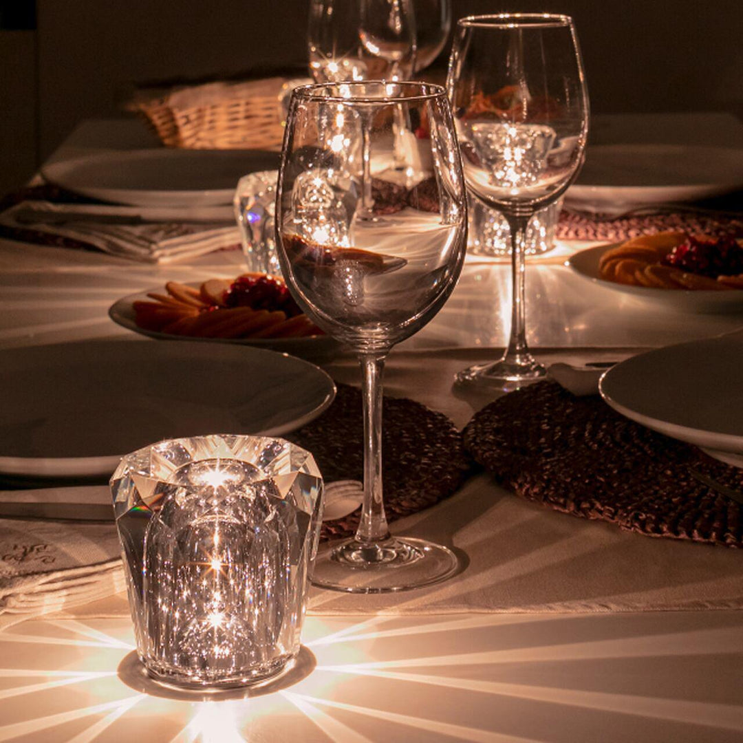 Kristall-Diamant Tischlampe mit integriertem Akku