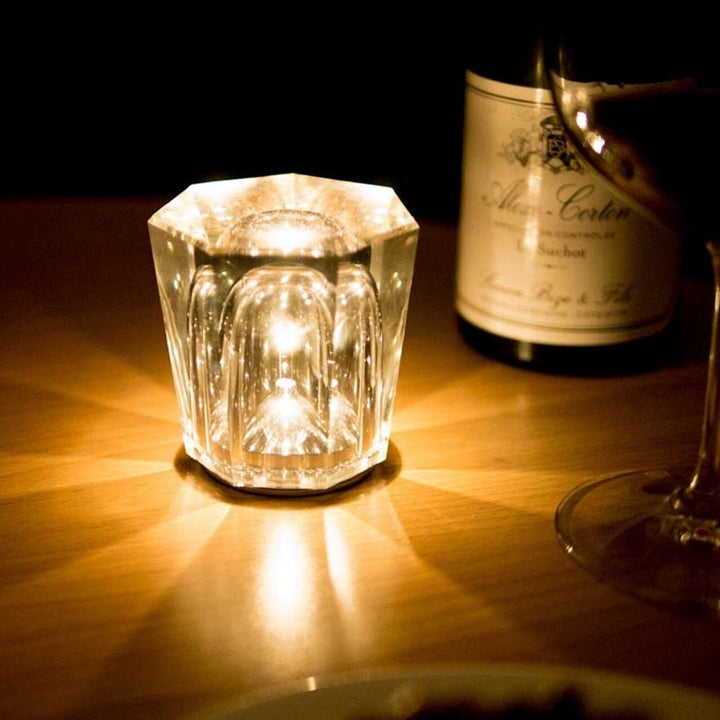 Kristall-Diamant Tischlampe mit integriertem Akku