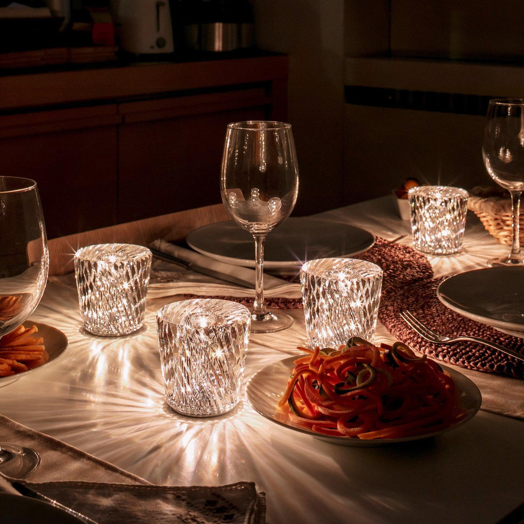 Kristall-Diamant Tischlampe mit integriertem Akku