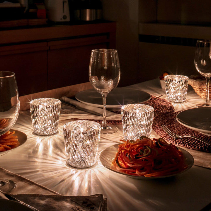 Kristall-Diamant Tischlampe mit integriertem Akku