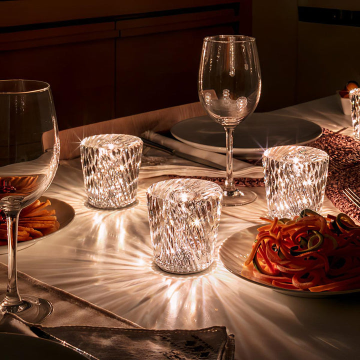 Kristall-Diamant Tischlampe mit integriertem Akku