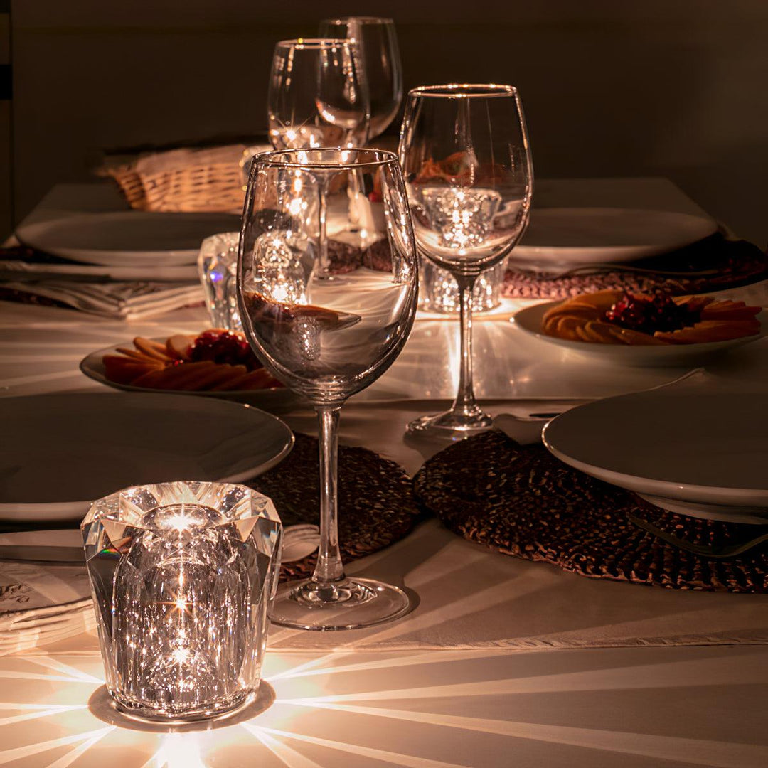 Kristall-Diamant Tischlampe mit integriertem Akku