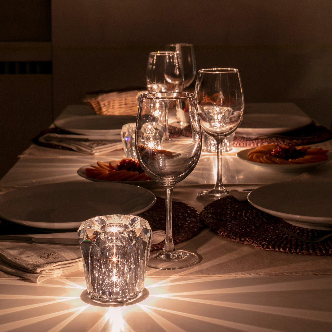 Kristall-Diamant Tischlampe mit integriertem Akku