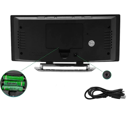 LED-Wecker CurveClock gebogen mit Großanzeige – dimmbar, leise & modern