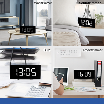 LED-Wecker CurveClock gebogen mit Großanzeige – dimmbar, leise & modern