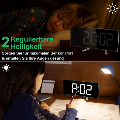 LED-Wecker CurveClock gebogen mit Großanzeige – dimmbar, leise & modern
