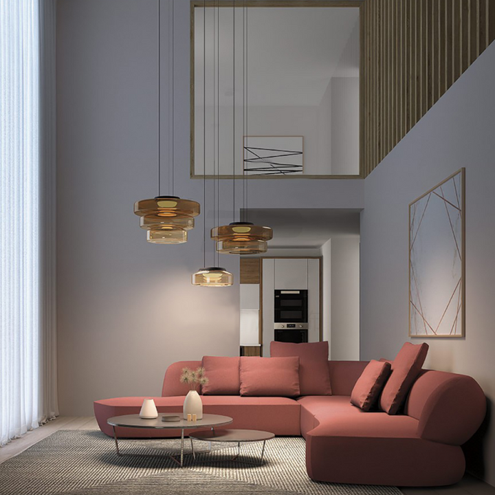 Glas-Pendelleuchte im Bauhaus-Stil – dimmbar, modern & farbig