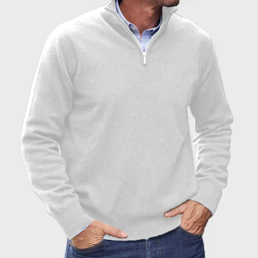 Herren Kaschmirpullover Mit Reißverschluss Im Italienischen Design