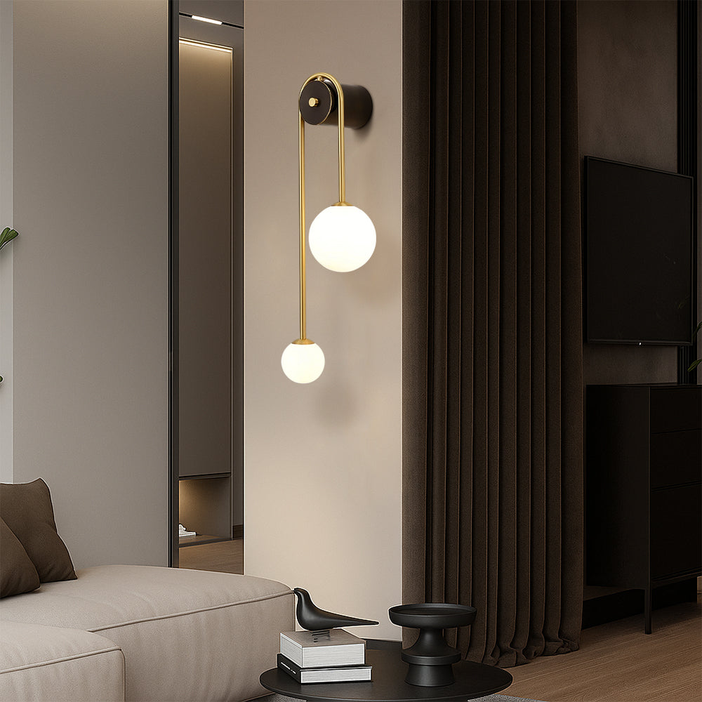 Wandleuchte Bogen Messing mit Glasschirm – Modernes Design für Wohnzimmer & Schlafzimmer