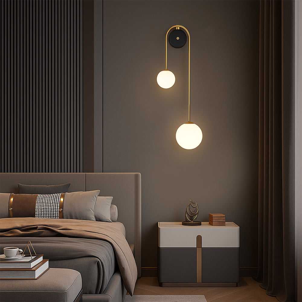 Wandleuchte Bogen Messing mit Glasschirm – Modernes Design für Wohnzimmer & Schlafzimmer