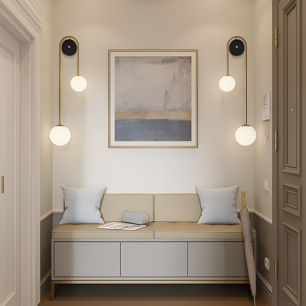 Wandleuchte Bogen Messing mit Glasschirm – Modernes Design für Wohnzimmer & Schlafzimmer