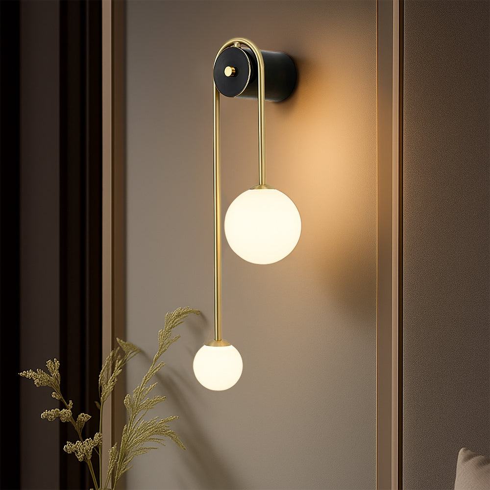 Wandleuchte Bogen Messing mit Glasschirm – Modernes Design für Wohnzimmer & Schlafzimmer