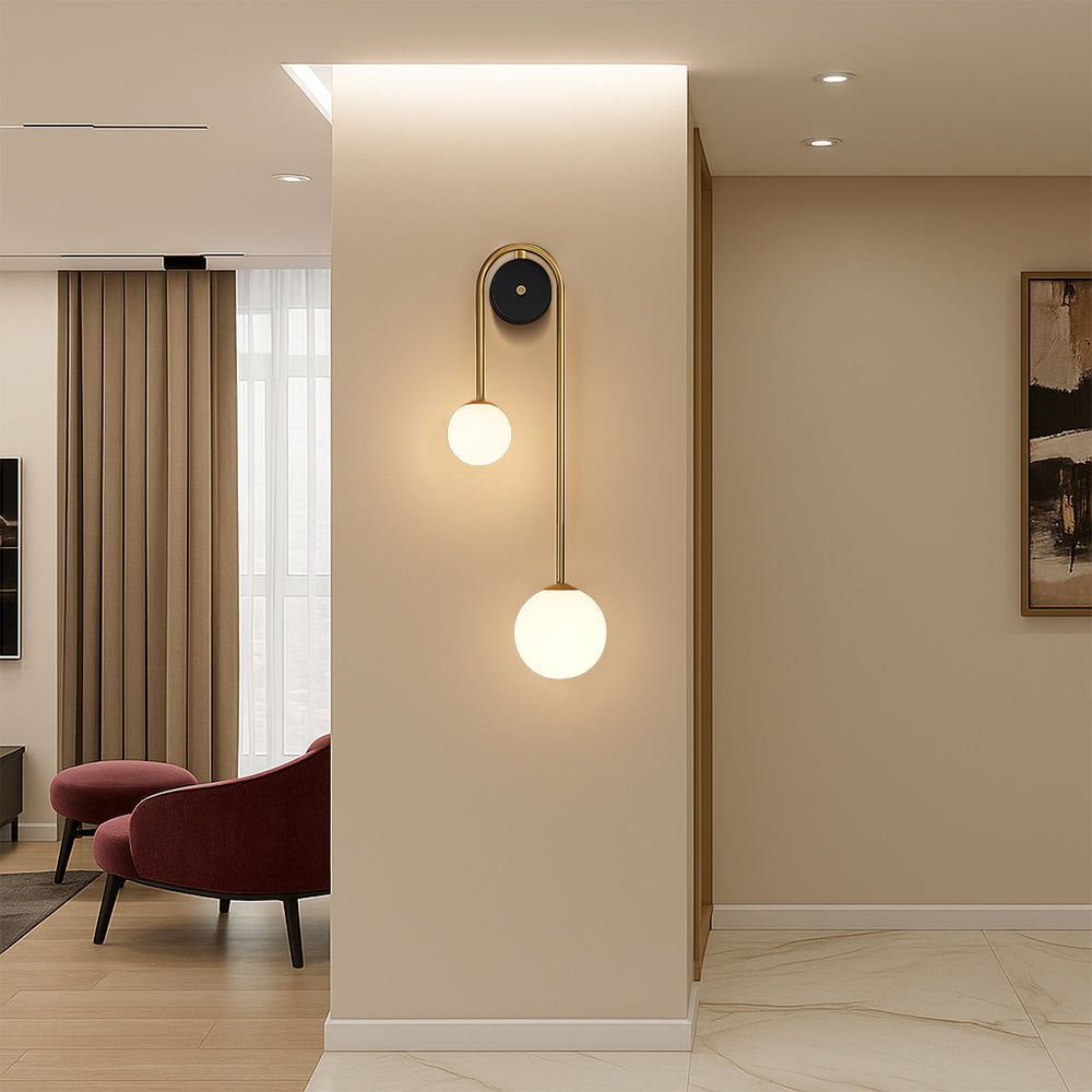 Wandleuchte Bogen Messing mit Glasschirm – Modernes Design für Wohnzimmer & Schlafzimmer