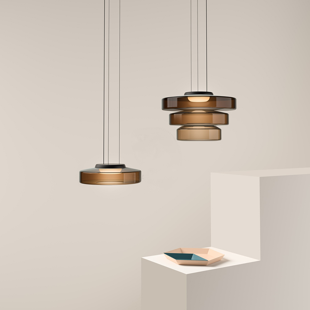 Bauhaus-inspirierte Glas Pendelleuchte mit LED und Höhenverstellung