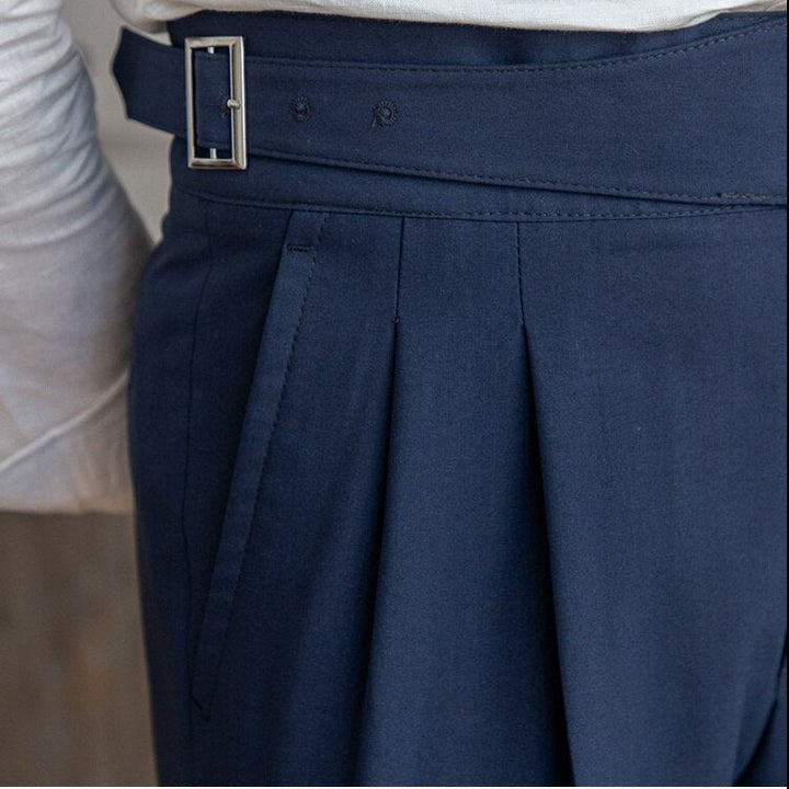 Herren Bundfaltenhose Mit Schnallenverschluss Und Klassischem Schnitt