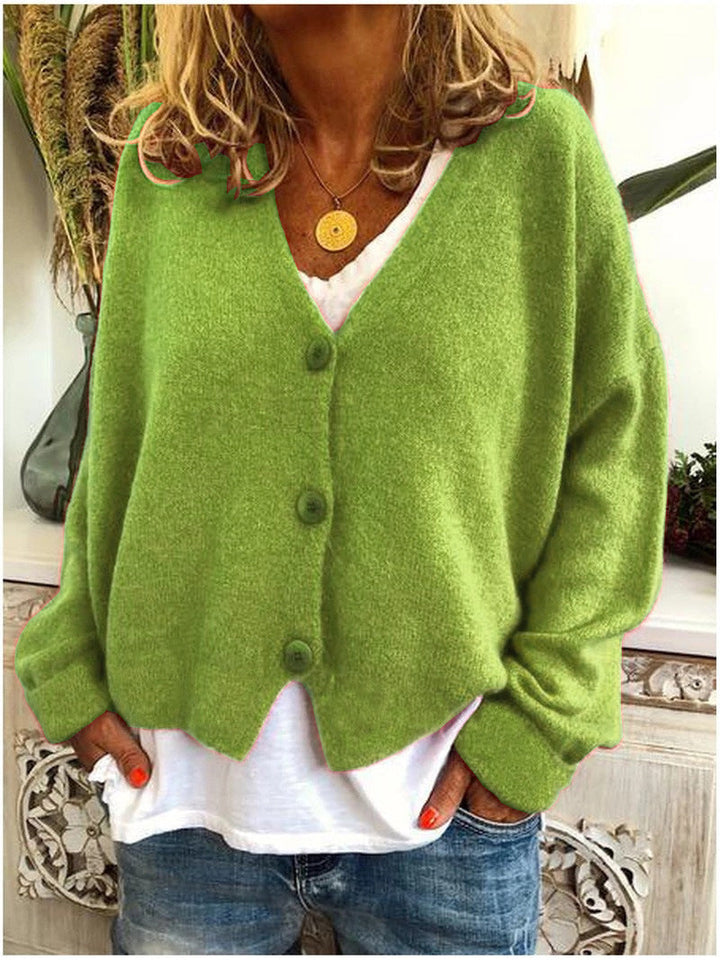 Damen Strickjacke Mit V Ausschnitt Und Knopfleiste
