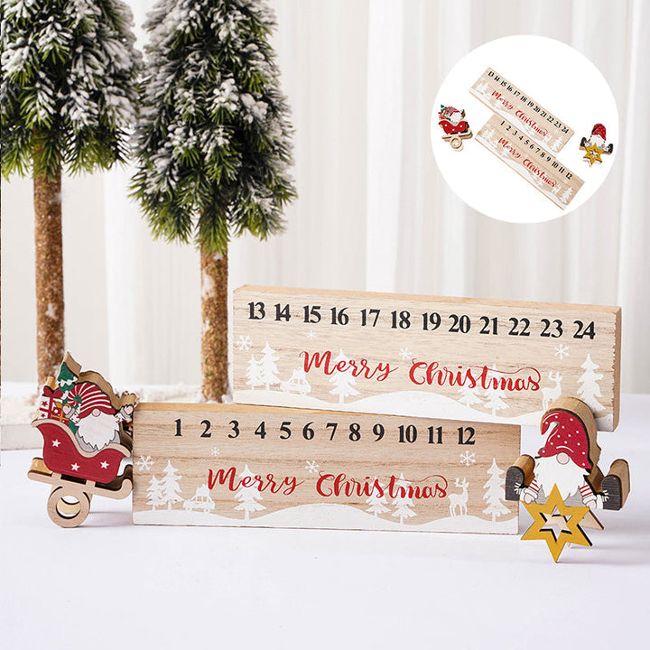 Weihnachtsornament aus Holz mit beweglichen Elementen und Weihnachtsmann