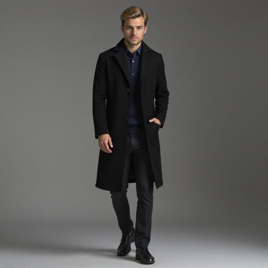 Herren Trenchmantel Mit Schmalem Schnitt Für Winter