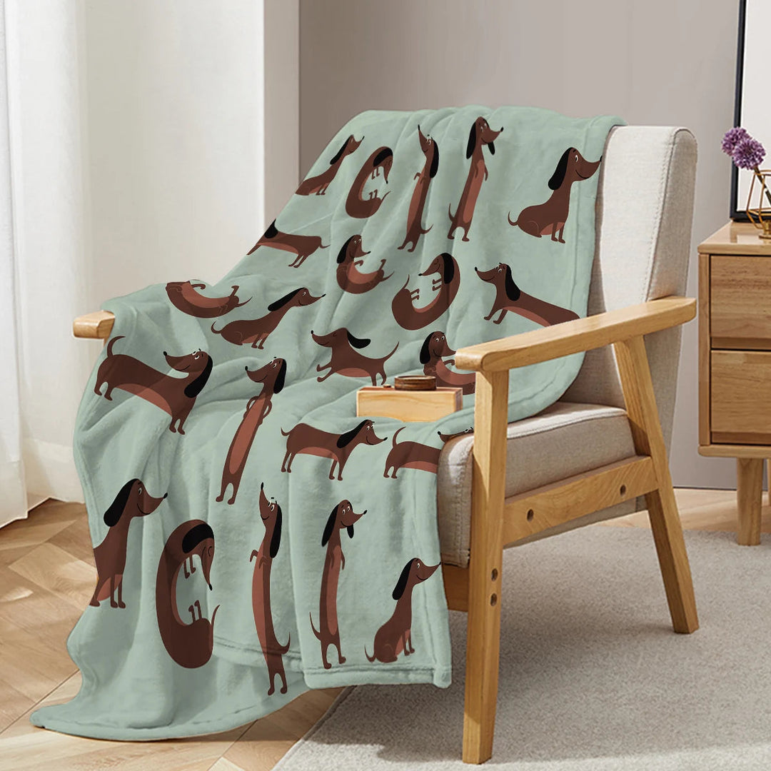 Sofadecke Flanell Mit Dackelmotiv