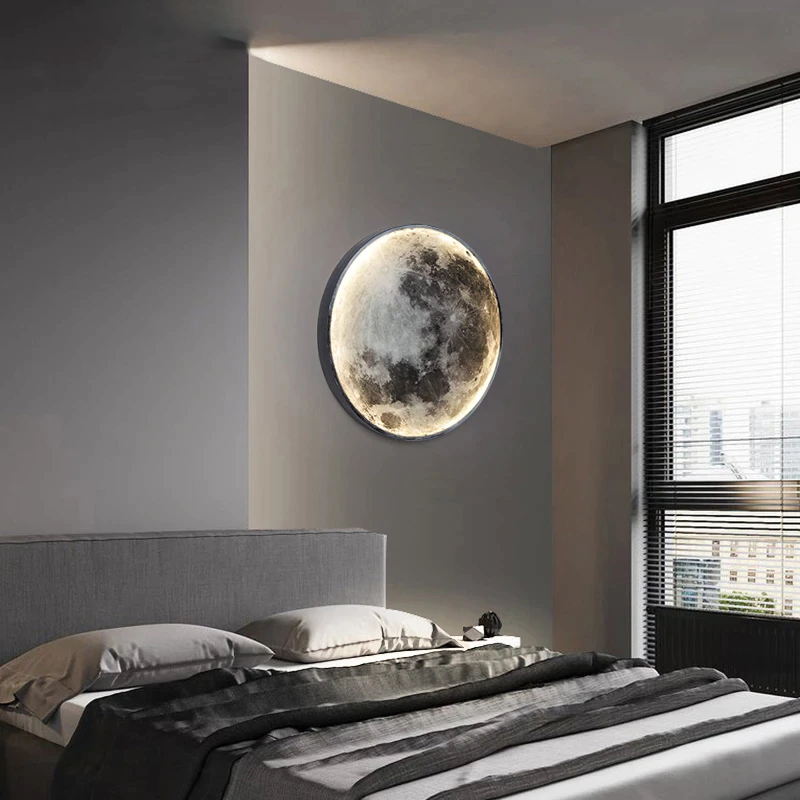 Dimm- & Farbwechsel LED Mond Wandleuchte mit Fernbedienung & App-Steuerung