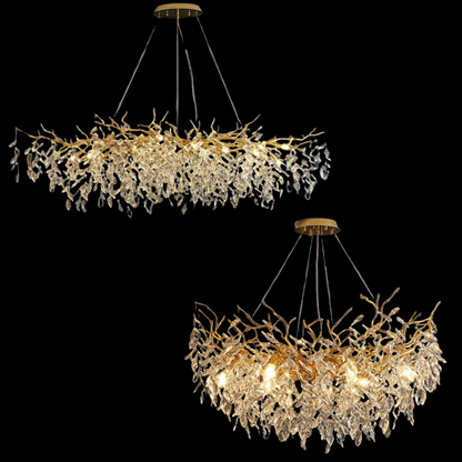 Eleganter Kristallleuchter im Astdesign