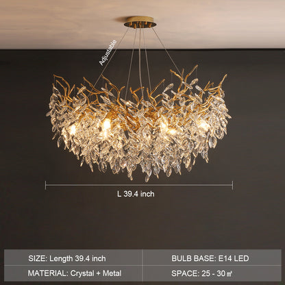 Eleganter Kristallleuchter im Astdesign