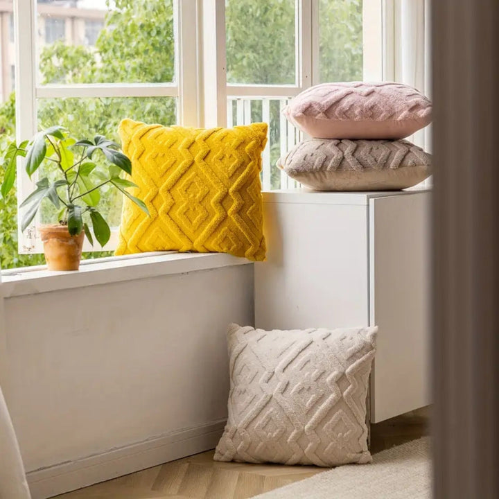 Kissenhülle Rautenstruktur – Dekorativer Bezug mit Plüsch-Optik