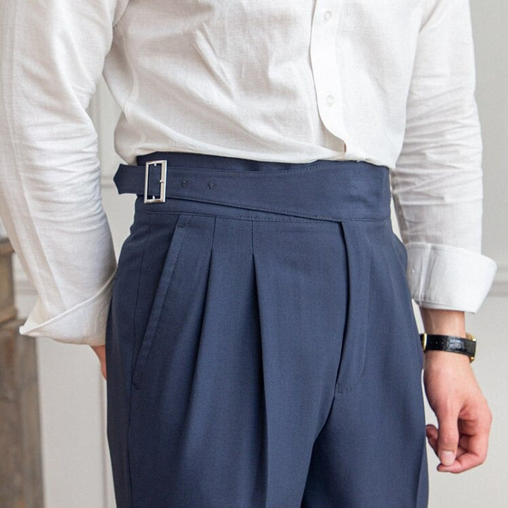 Herren Bundfaltenhose Mit Schnallenverschluss Und Klassischem Schnitt