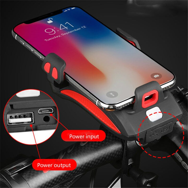 Multifunktionale Handyhalterung mit Powerbank & Licht für Fahrräder