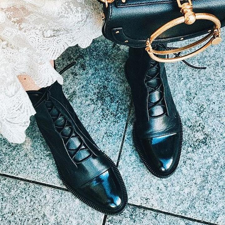 Damen Stiefeletten Aus Leder Mit Absatz