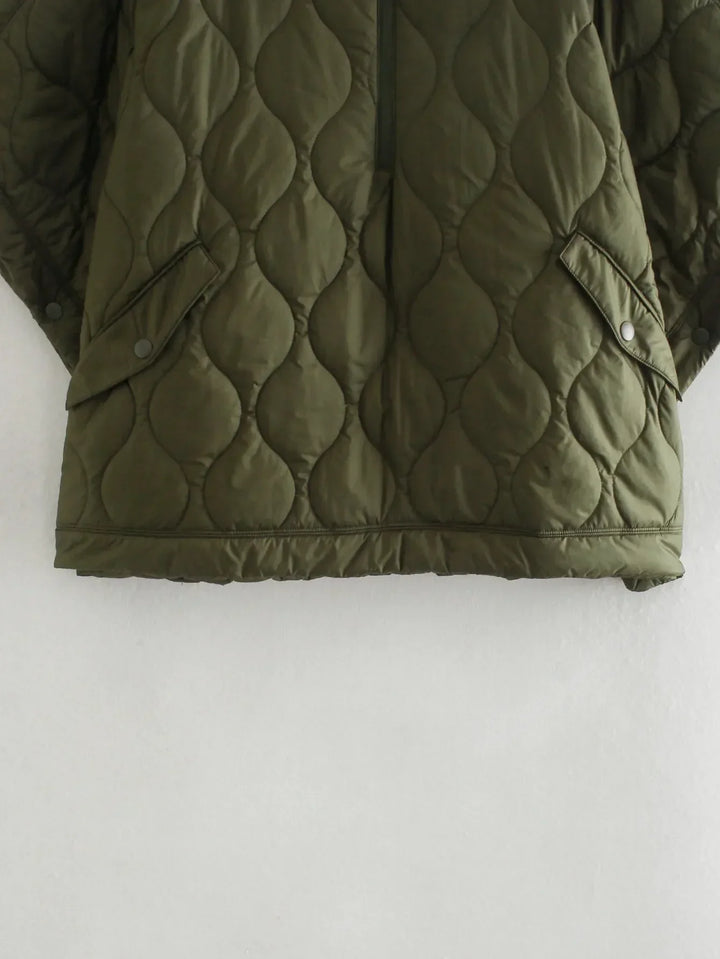 Damen Steppmantel Im Oversize Design Mit Stehkragen