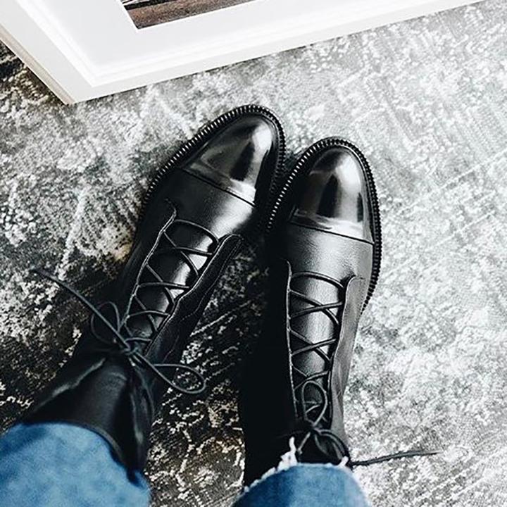 Damen Stiefeletten Aus Leder Mit Absatz