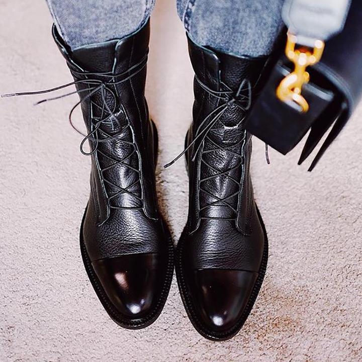 Damen Stiefeletten Aus Leder Mit Absatz