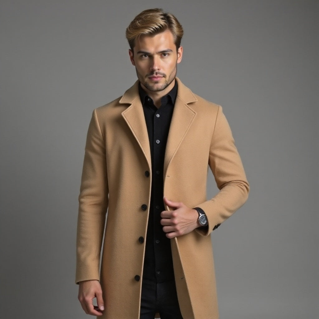 Herren Trenchmantel Mit Schmalem Schnitt Für Winter