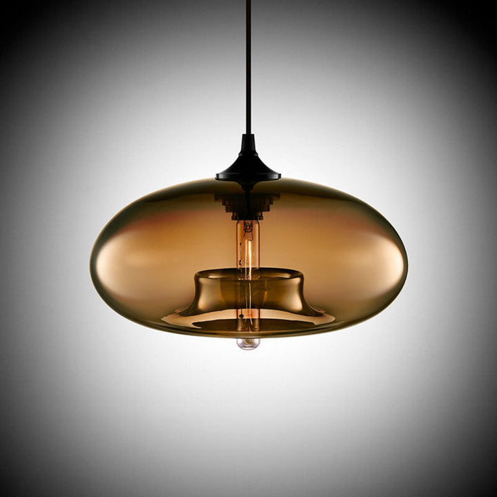 Glas-Pendelleuchte – modern, farbig & im Art-Déco-Stil