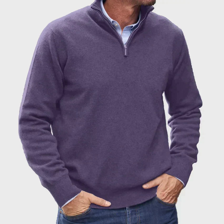 Herren Kaschmirpullover Mit Reißverschluss Im Italienischen Design