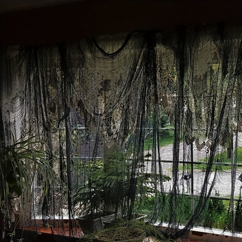 Schwarzes Halloween Stoff-Tuch – Gruselige Hängedeko für Haus & Party