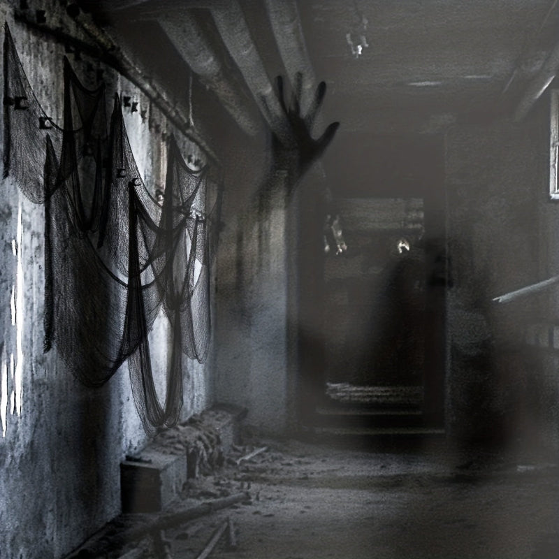 Schwarzes Halloween Stoff-Tuch – Gruselige Hängedeko für Haus & Party