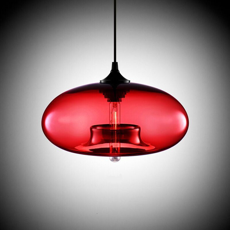 Glas-Pendelleuchte – modern, farbig & im Art-Déco-Stil